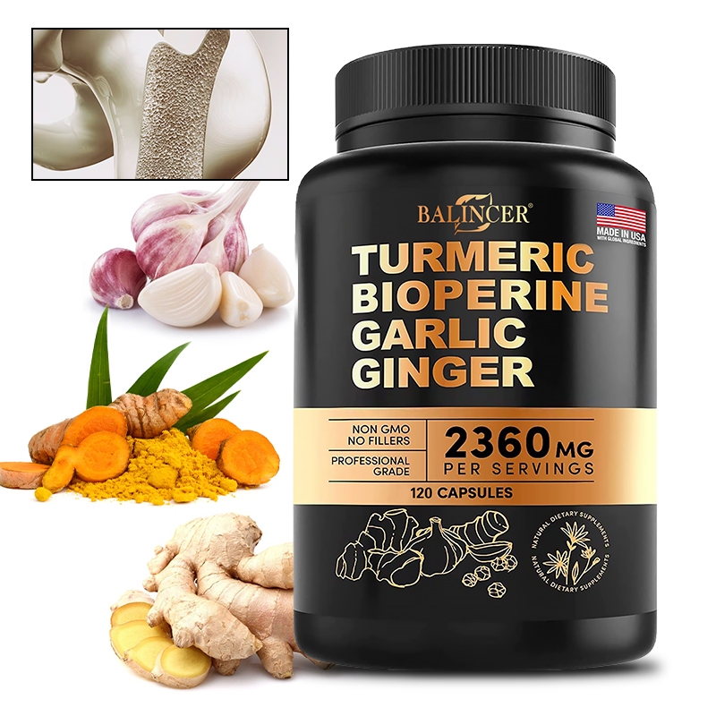 อาหารเสริมขมิ้นและกระเทียม - มีกระเทียม, Curcumin และพริกไทยดําสําหรับข้อต่อ, รองรับทางเดินอาหารและภูมิคุ้มกัน