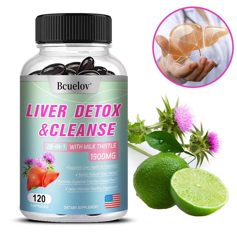 บีคูเวโลวี อาหารเสริมดีท๊อกซ์ตับพร้อม Milk Thistle, สังกะสี, และสารสกัดจากรากดอกเบญจมาศเพื่อรองรับสุขภาพตับและการทํางาน, ช่วยทําความสะอาดและซ่อมแซมตับ