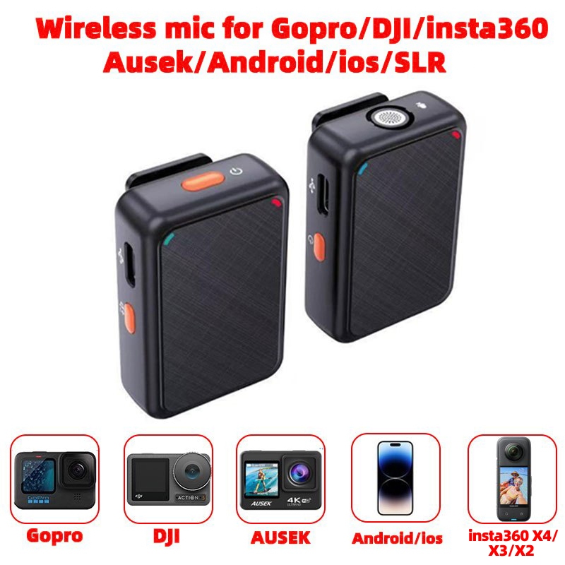 K66 ไมโครโฟนไร้สายสําหรับ AUSEK S60TR,S60ER,Q80TR,S9R,M40TR กล้อง,DJI Action 3 4 5 Pro / Insta360 X2