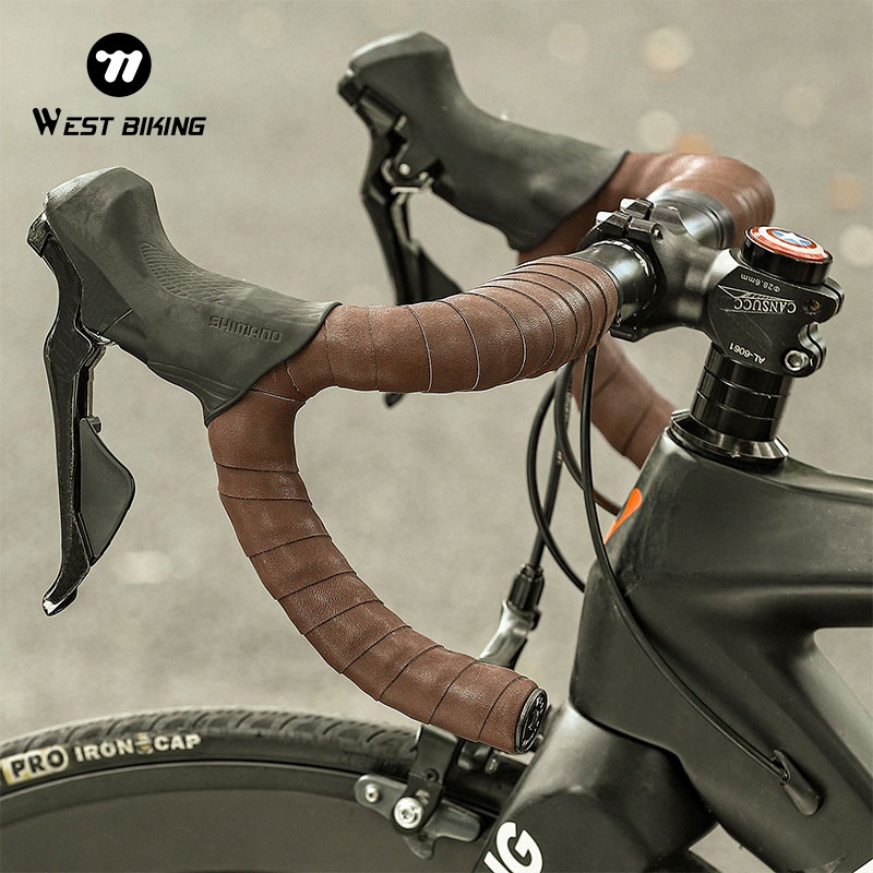 WEST BIKING สายรัดแฮนด์ Pure Cowhide เทปบาร์คงที่ เกียร์ห่อ ขี่จักรยาน Comfort Gel