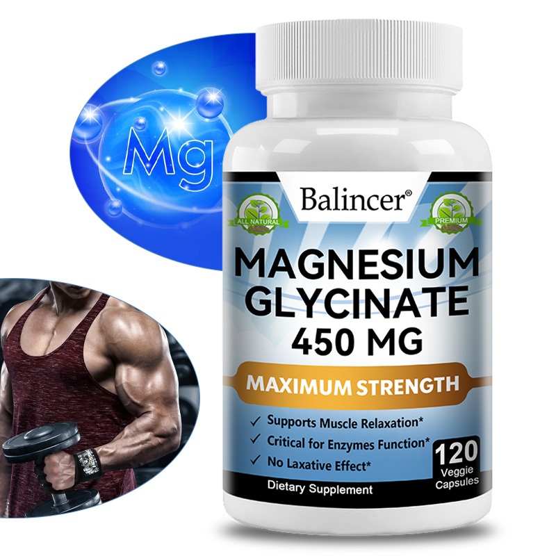 Balincer Magnesium Glycinate Capsules รองรับการนอนหลับปกติ อารมณ์สงบ และรักษากล้ามเนื้อปกติและสุขภาพกระดูก (30, 60, 120 แคปซูล)