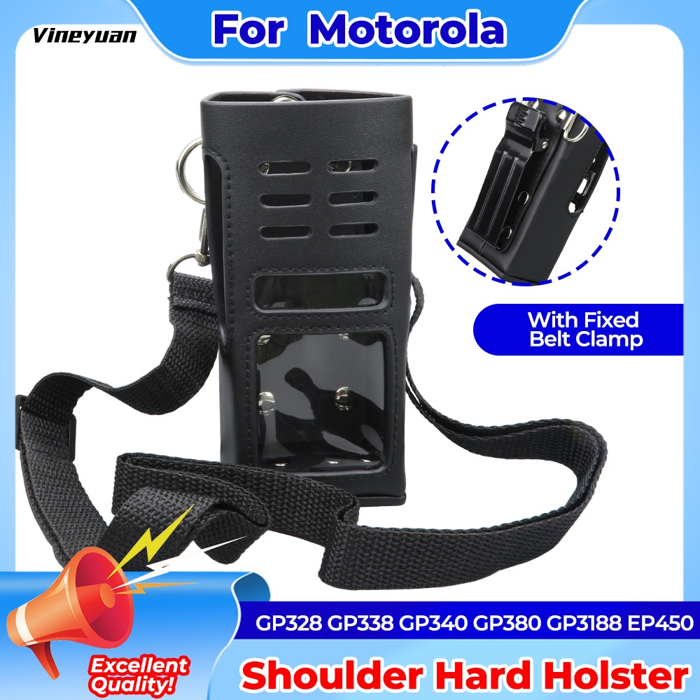 PT-21Hard หนังกระเป๋าสะพาย Holster พร้อมคลิปเข็มขัดสําหรับ Motorola GP328 GP338 GP340 GP380 GP3188 E