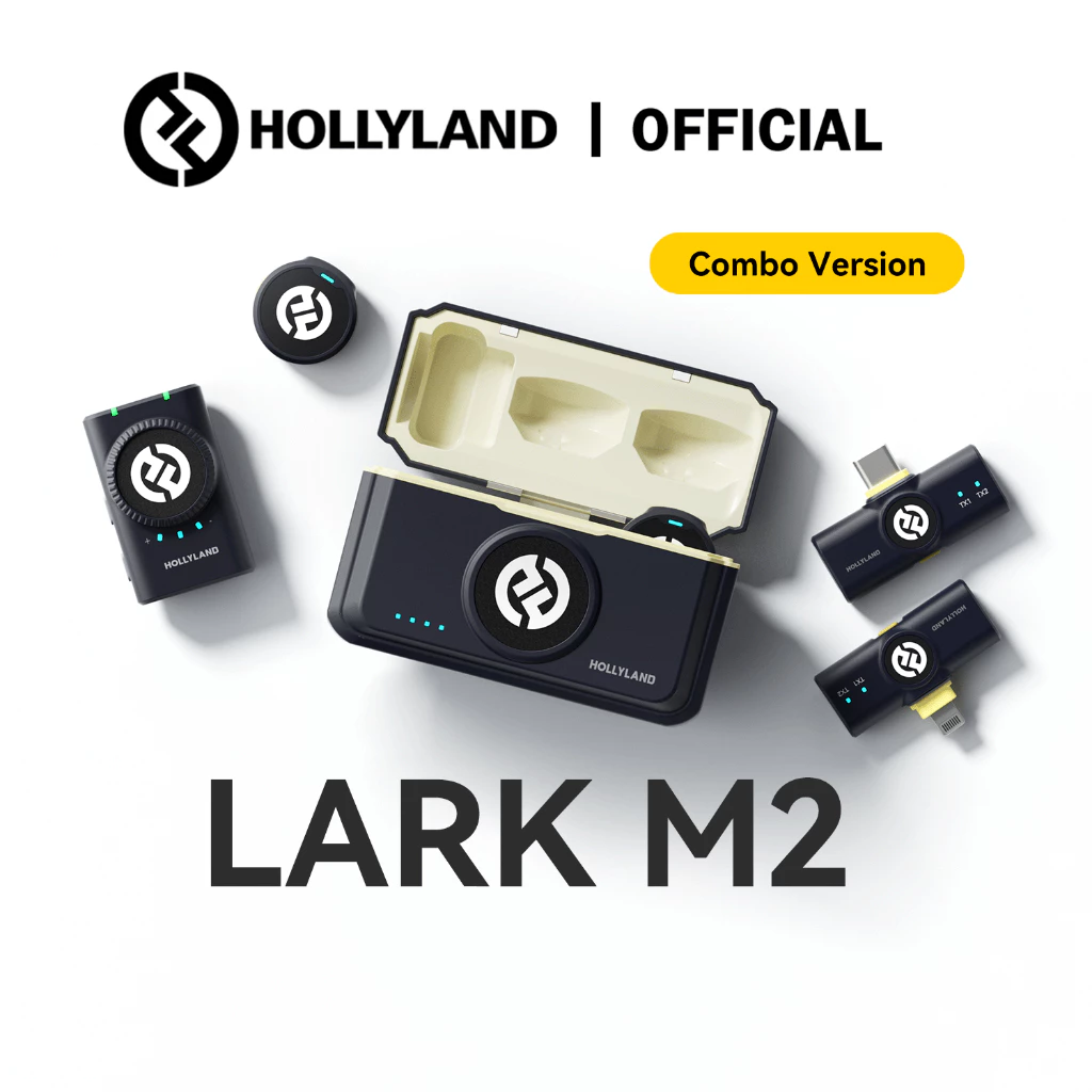 Hollyland LARK M2 ไมโครโฟนไร้สาย 24Bit น้ําหนัก 9 กรัม สําหรับโทรศัพท์มือถือ กล้อง เวอร์ชั่น Combo