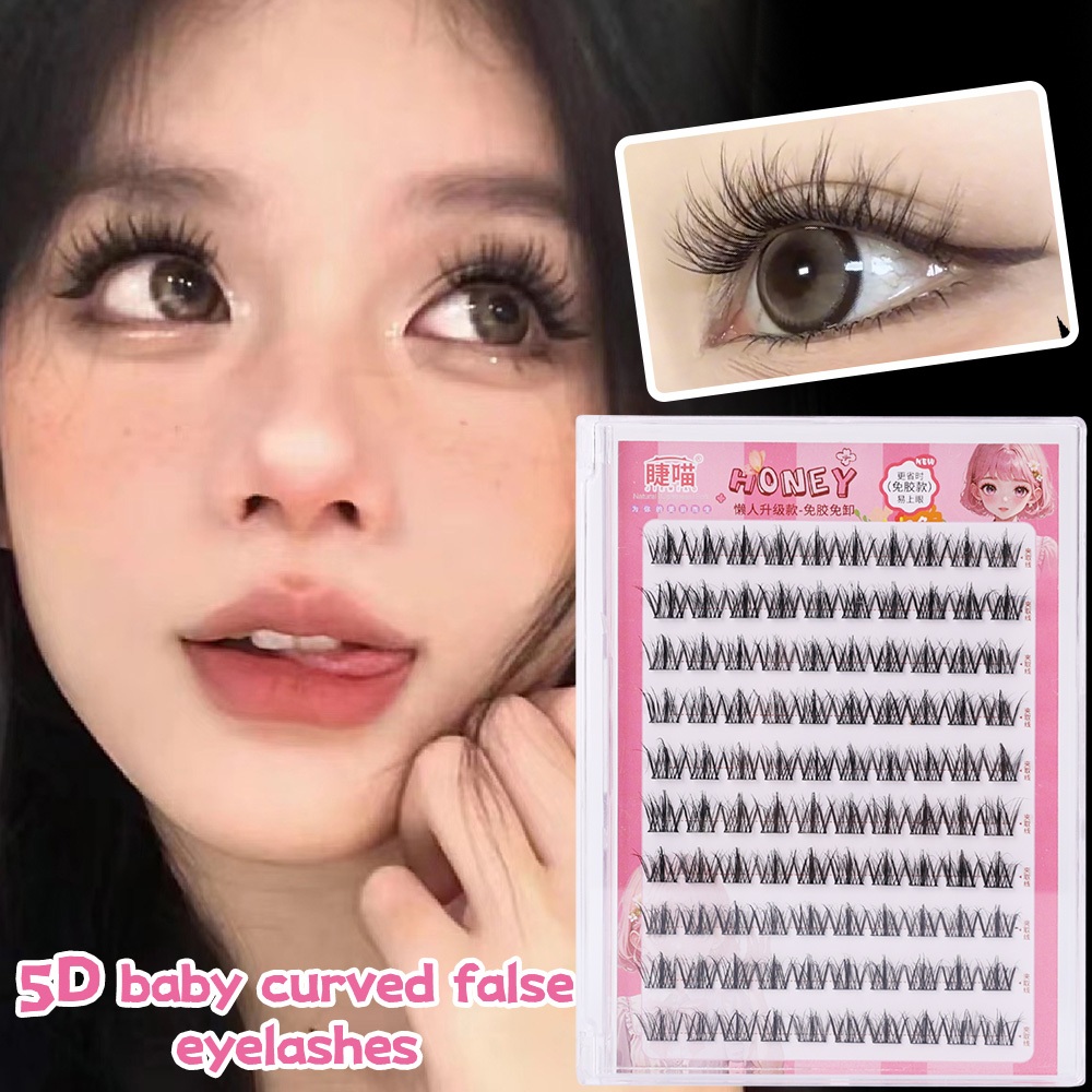 5d Mink Fur ขนตาปลอม - Segmented Grafting Eyelash Set - No-Glue Self-Adhesive Eyelash Beauty Tools - Single Cluster Eyelash Extension - Natural Curve ขนตาหนา