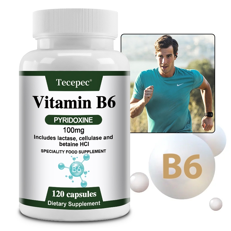 Tecepec Vitamin B6 100 มก. รองรับสมดุลพลังงานและสุขภาพระบบประสาท รองรับสุขภาพหลอดเลือด