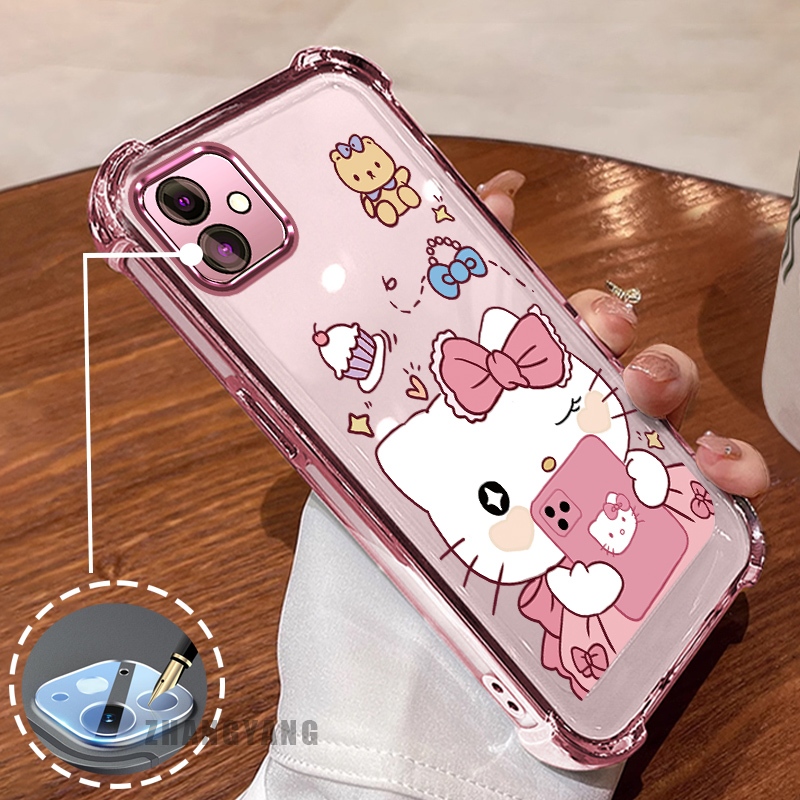 กรณีสําหรับ Samsung A06 เคสโทรศัพท์ไฟฟ้าความงามการ์ตูนน่ารักแมวเล่นโทรศัพท์ TPU สี่มุม anti drop soft case
