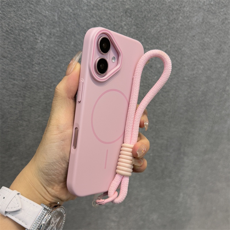 เคสไอโฟนพร้อมสายเชือกเส้นเล็กLuxury Matte PCแม่เหล็กเคสโทรศัพท์สําหรับiPhone 16 15 14 13 12 11 Pro max 12 13 mini x xr xs max 7 8 14 15 16 Plusกรณีความงามกันกระแทก