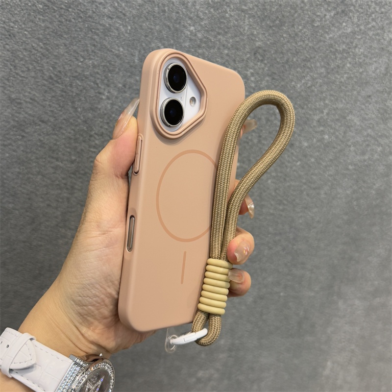 เคสไอโฟนพร้อมสายเชือกเส้นเล็กLuxury Matte PCแม่เหล็กเคสโทรศัพท์สําหรับiPhone 11 12 13 14 15 16 Pro max 12 13 mini x xr xs max 7 8 14 15 16 Plusกรณีความงามกันกระแทก