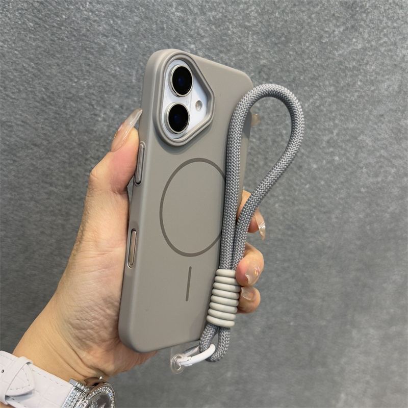 เคสไอโฟนพร้อมสายเชือกเส้นเล็กLuxury Matte PCแม่เหล็กเคสโทรศัพท์สําหรับiPhone 16 15 14 13 12 11 Pro max 13 12 mini x xr xs max 16 15 14 8 7 Plusกรณีความงามกันกระแทก