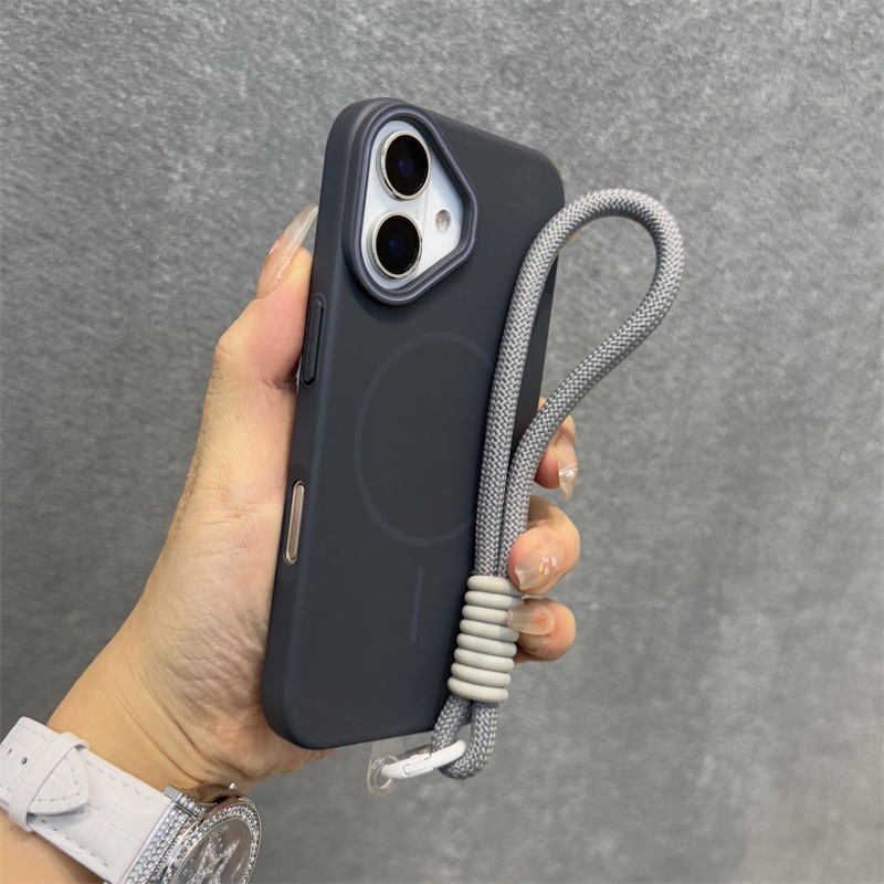 เคสไอโฟนพร้อมสายเชือกเส้นเล็กLuxury Matte PCแม่เหล็กเคสโทรศัพท์สําหรับiPhone 16 15 14 13 12 11 Pro max 13 12 mini x xr xs max 16 15 14 8 7 Plusกรณีความงามกันกระแทก