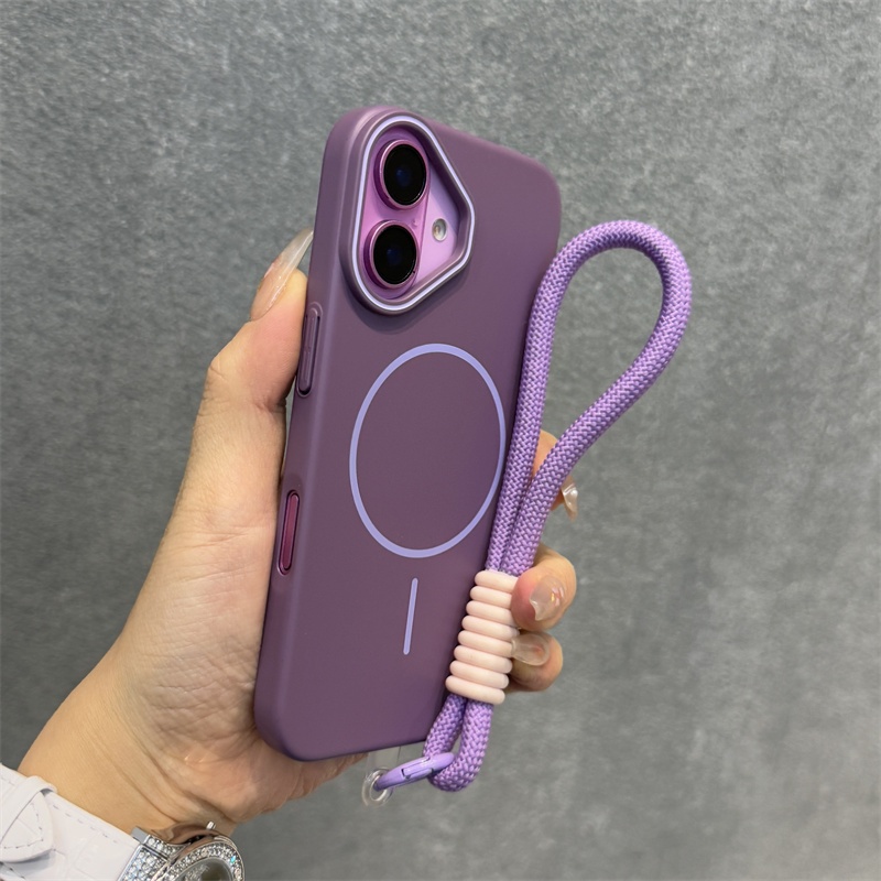 เคสไอโฟนพร้อมสายเชือกเส้นเล็กLuxury Matte PCแม่เหล็กเคสโทรศัพท์สําหรับiPhone 16 15 14 13 12 11 Pro max 13 12 mini x xr xs max 16 15 14 8 7 Plusกรณีความงามกันกระแทก