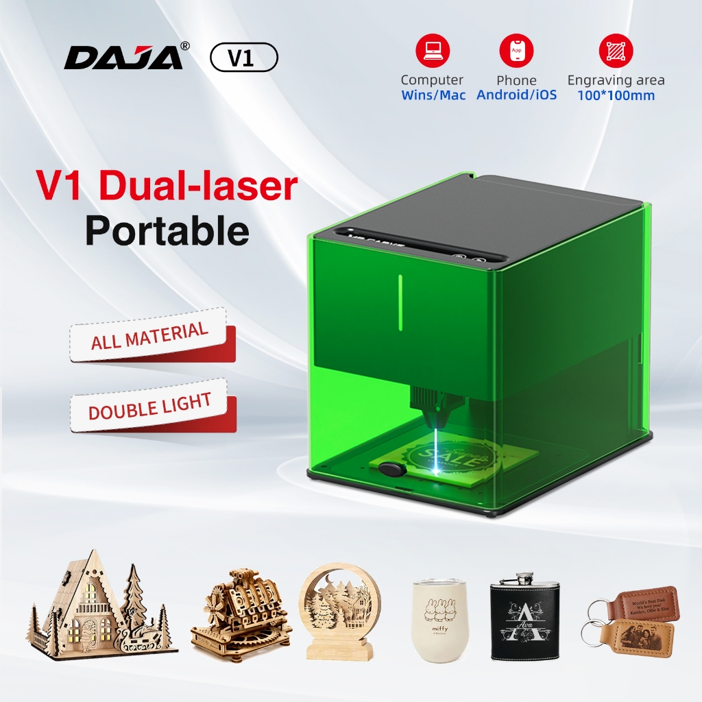 DAJA V1 Laser Engraving Machine with 5W 10W 1W Laser Head Suitable for Engraving Wood Plastic Metal 304 Stainless Steel Custom Pattern Engraving