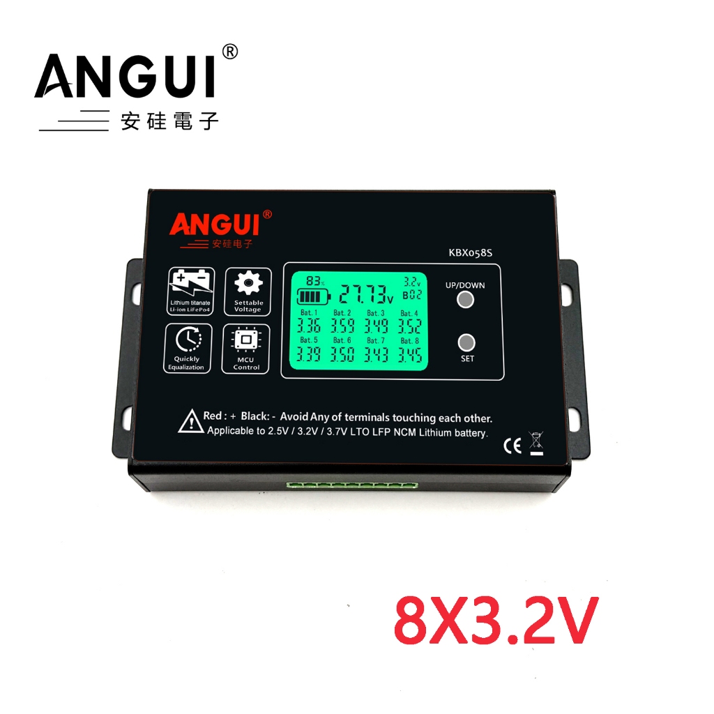 ANGUI KBX058S แบตเตอรี่ Equalizer LCD8S 3.2V 6.4V 9.6V 12.8V เชื่อมต่อแรงดันไฟฟ้า Active Balancer Le