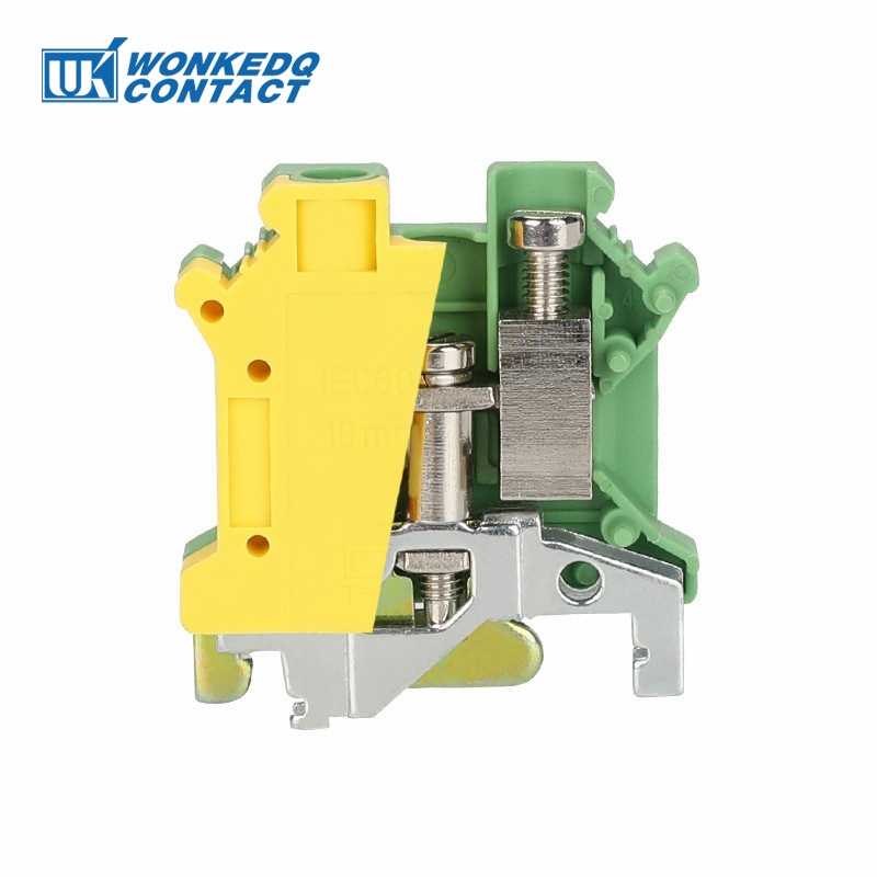 10 ชิ้น USLKG 10N Earthing Terminal Block Din Rail Mount UK 10 mm2 Ground Wire Connectors USLKG10N