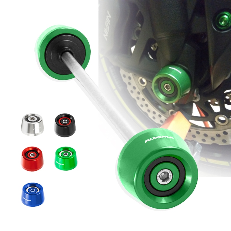 สําหรับ Kawasaki Z650 Z750 Z800 Z900/900RS Z1000 Z1000SX ZX6R/10R/14R Ninja636 Ninja650/H2/H2R/1000SX Versys650/1000 GTR1400 รถจักรยานยนต์เพลาหน้า Slider ล้อป้องกัน