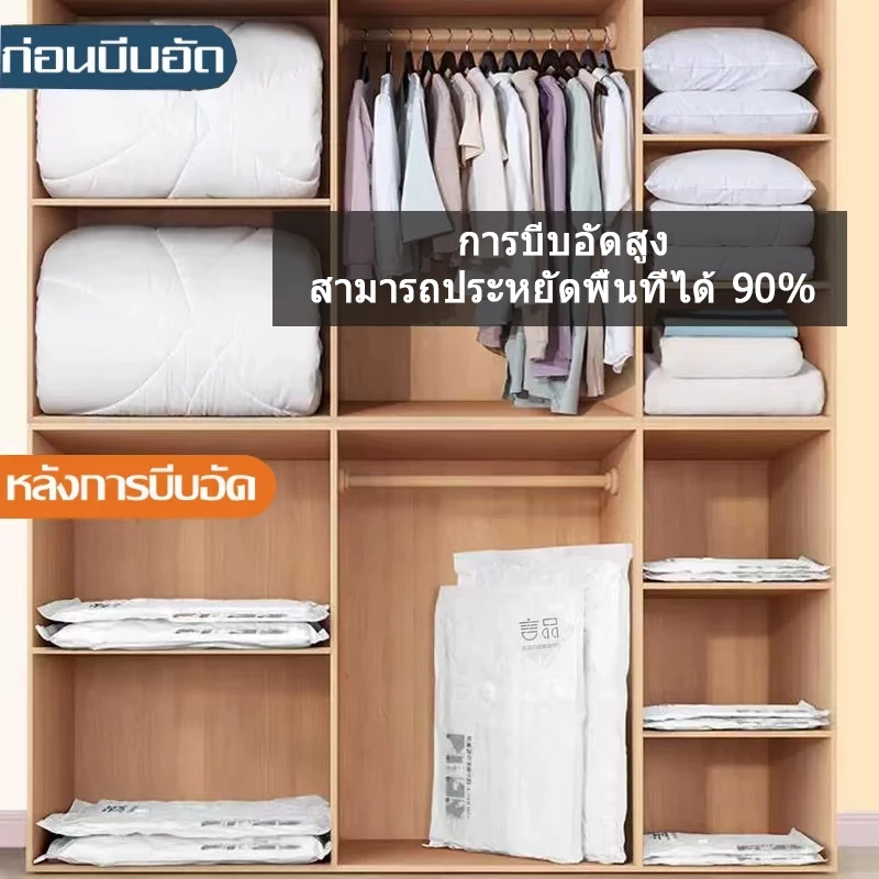 ถุงสูญญากาศ อุปกรณ์จัดเก็บเสื้อผ้า พร้อมเครื่องดูด ถุงเก็บผ้าสูญญากาศ ถุงสูญ ประหยัดพื้นที่จัดเก็บ สูญญากาศมีจุกวาวล์ ในกระเป๋าเดินทาง thumbnail 6
