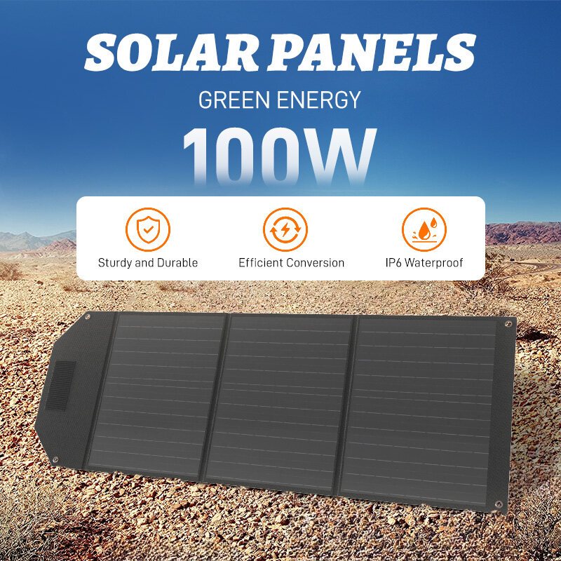 Vanpa 60W/100W/150W แผงโซลาร์เซลล์แบบพับได้ Sun Power เครื่องชาร์จพลังงานแสงอาทิตย์ เอาต์พุต DC/USB/PD สําหรับสถานีไฟฟ้าแบบพกพา Solar Panel Charge