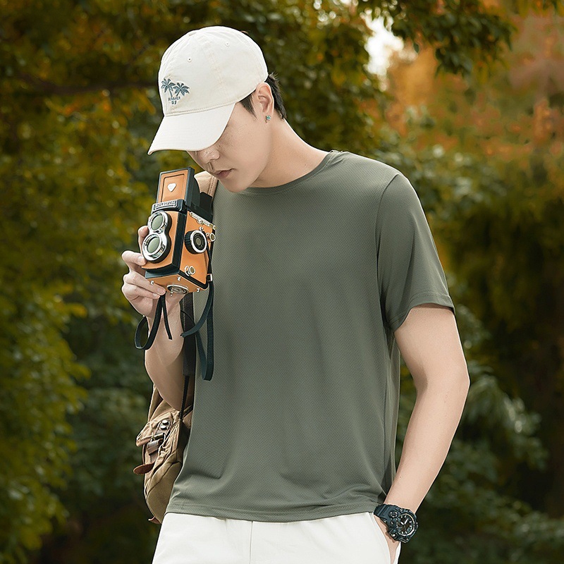 (45~105 กก.) เสื้อยืดคอกลม แขนสั้น ผ้าเรยอน แห้งเร็ว โอเวอร์ไซซ์ สําหรับผู้ชาย BB536