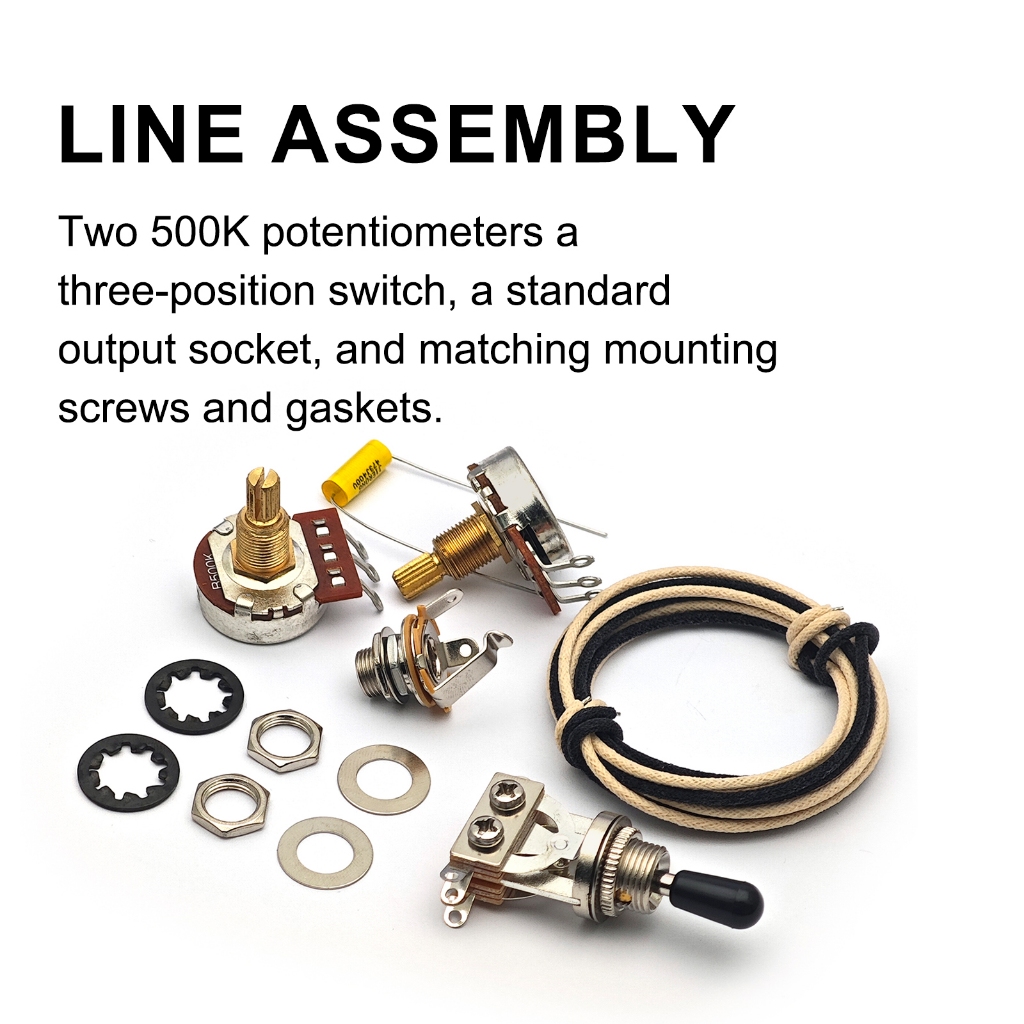 [ชุดสายรัด Wiring] 2 Pickup สไตล์สายไฟ- 3 Way Toggle Switch + 1T1V + แจ็คเอาต์พุต 500K Pot/473J ตัวเ