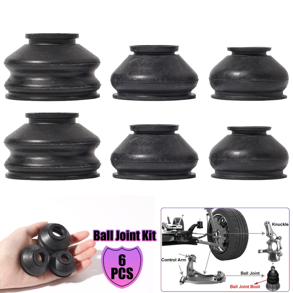 6pcs Universal Ball Joint ฝุ่น Boot ครอบคลุมยาง Tie Rod End ฝุ่นรองเท้ากางเกงขายาวชุด Suspension พวงมาลัยอุปกรณ์เสริม