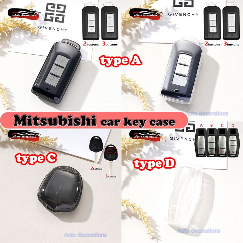 เคสกุญแจรถ Mitsubishi โปร่งใสสีดํา/โปร่งใสสําหรับ Mitsubishi xpander/Pajero /Triton/LANCER EX/SPACE WAGE/Mirage.etc