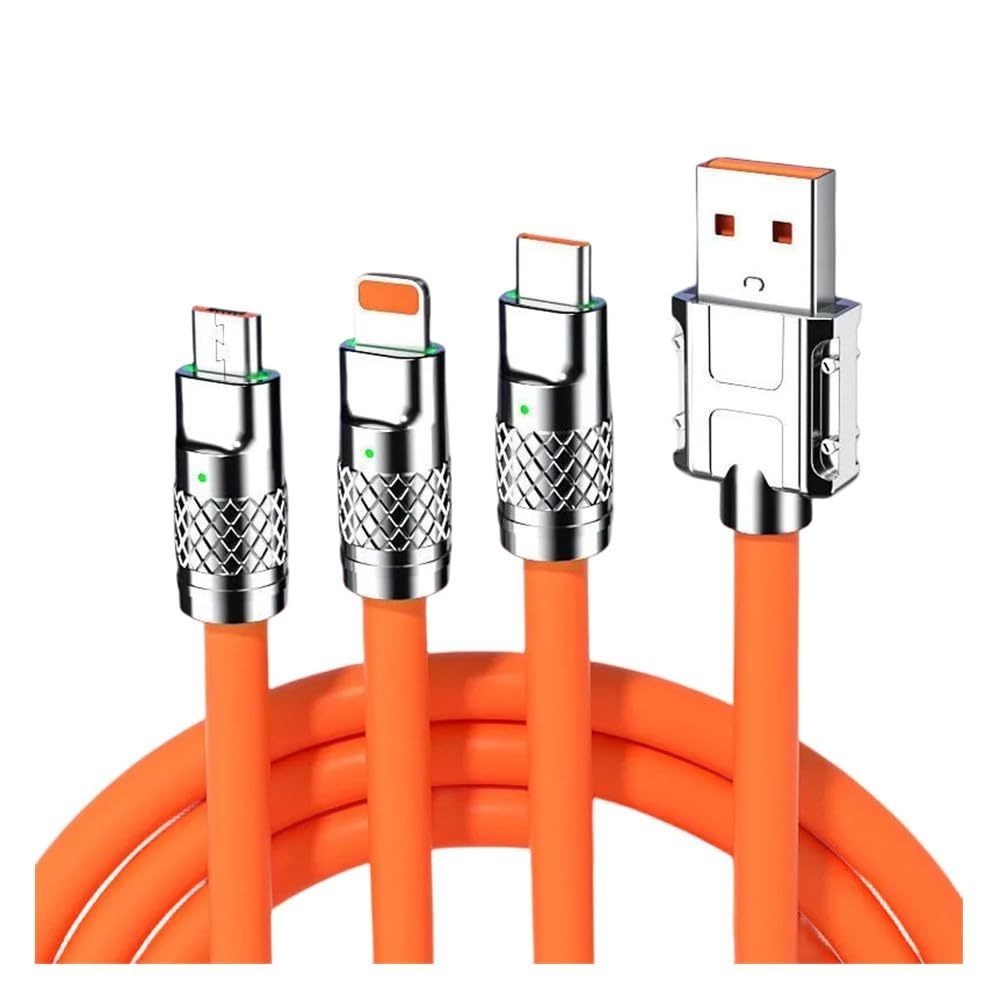 สายชาร์จเร็ว 120W, สายชาร์จหลายเส้น, สายชาร์จ 3-in-1 พร้อมสายชาร์จ Micro C, 1.2 เมตร