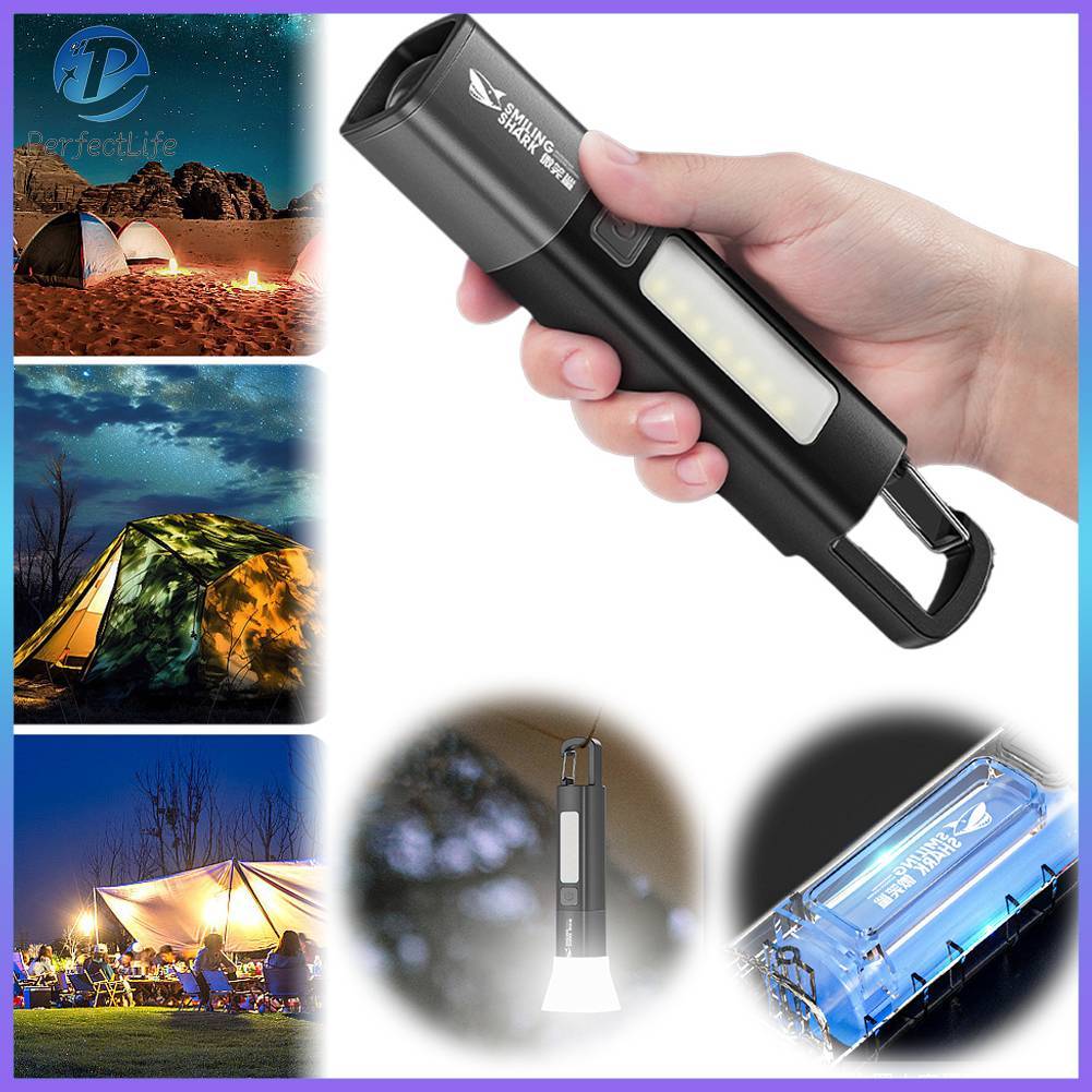 Smiling Shark ไฟฉายไฟฉายLED ปรับได้3โหมด ไฟฉายกันน้ำ ซูมได้ ชาร์จType-C SD1023 สินค้าพร้อมส่งในไทย L181