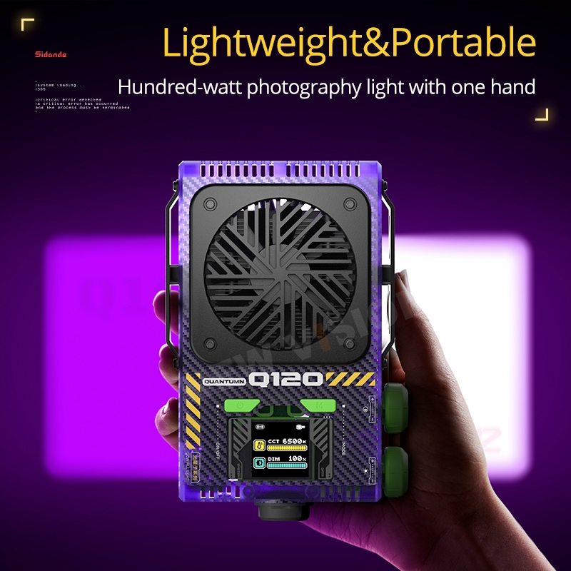 Sidande Q120 120W ไฟเติมแบบพกพาสองสีพร้อมที่จับไฟ Sidande 144wh 430W