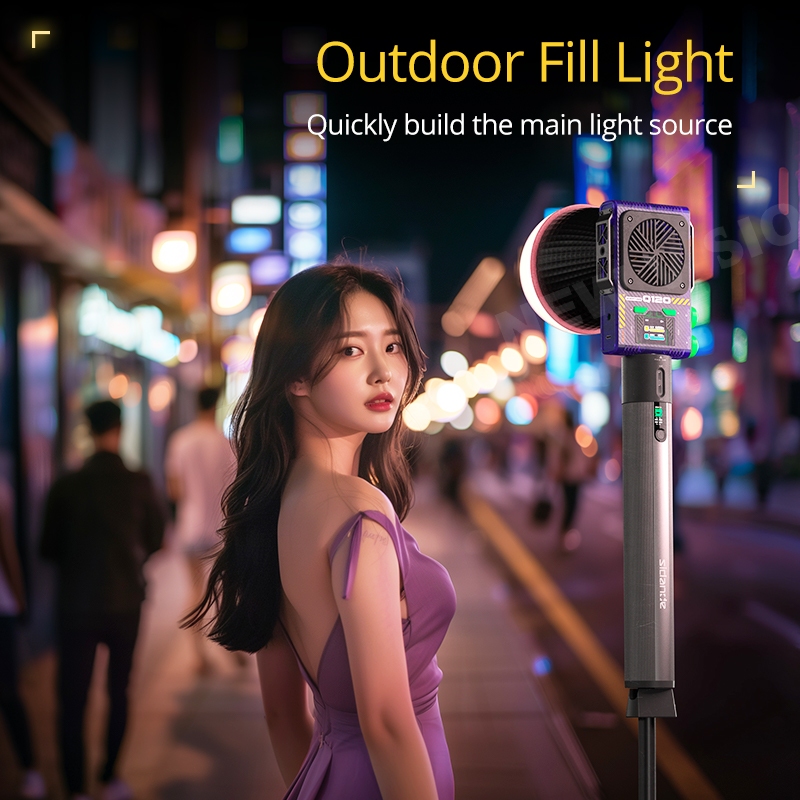 Sidande Q120 120W ไฟเติมแบบพกพาสองสีพร้อมที่จับไฟ Sidande 144wh 430W