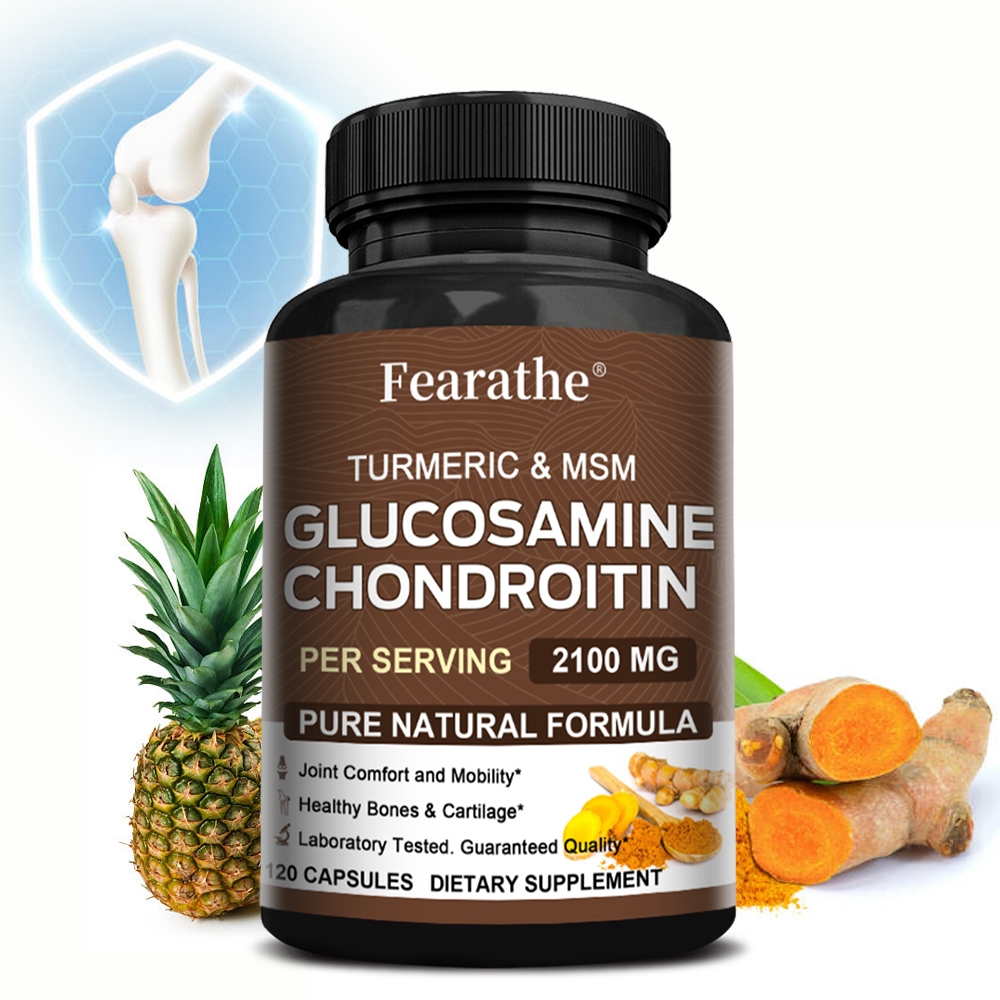Fearathe Glucosamine Chondroitin ขมิ้นและแคปซูล MSM - อาหารเสริมกระดูก, ข้อต่อรองรับ