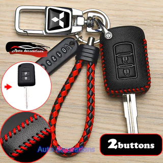 2 ปุ่ม พวงกุญแจหนัง Mitsubishi สําหรับ Mitsubishi Montero/Mirage G4/Strada GLS/GLX .etc ฝาครอบกุญแจ