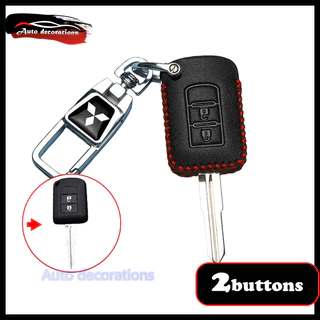 2 ปุ่ม พวงกุญแจหนัง Mitsubishi สําหรับ Mitsubishi Montero/Mirage G4/Strada GLS/GLX .etc ฝาครอบกุญแจ
