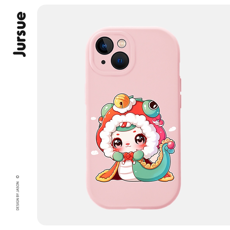 Jursue ปีใหม่เคสไอโฟน เคสซิลิโคนนุ่มกันกระแทกน่ารักตลก เคสโทรศัพท์ for iPhone 16 15 14 13 12 11 Pro Max SE 2020 X XR XS 8 7 Plus พลัส N815
