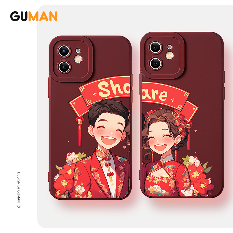 Guman เคสคู่ เคสไอโฟน คู่รัก กันกระแทกซิลิโคนนุ่มการ์ตูนตลก เคสโทรศัพท์ for iPhone 16 15 14 13 12 11