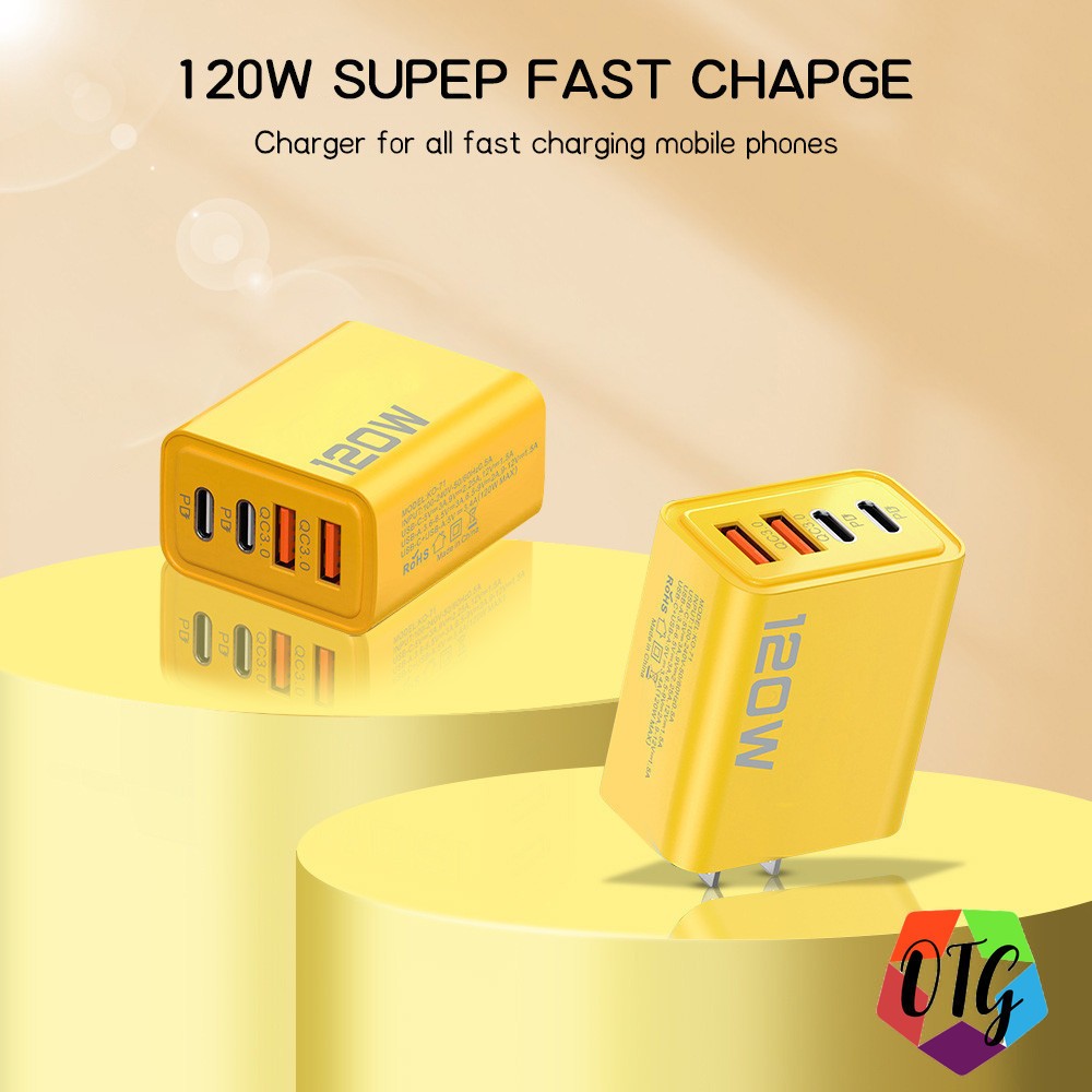 หัวชาร์จเร็ว อะแดปเตอร์ 120W สายชาร์จ type c adapter PD USB 2 ช่อง for huawei xiaomi ชาร์จเร็วสุด - รูปที่ 2