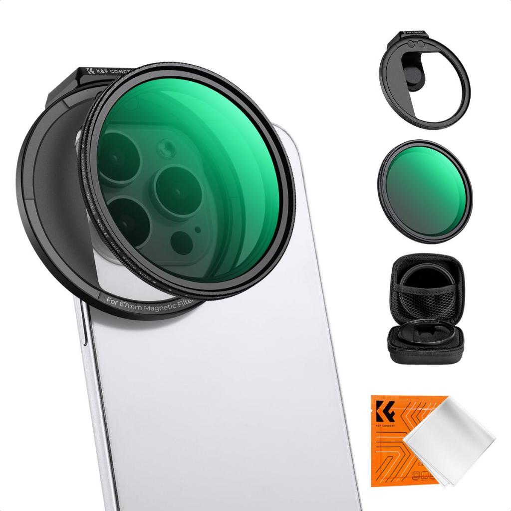 K&F Concept Magnetic 67mm Variable ND2- 32 Filter (1-5 Stop) สําหรับโทรศัพท์