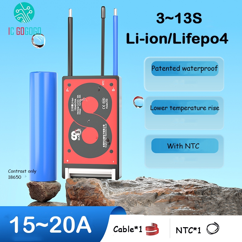 Daly 15A 20A แบตเตอรี่ลิเธียมป้องกันบอร์ดทั่วไปพอร์ต 3S 4S 8S 10S 12S 13S 12V 24V 36V 48V Li-ion Lifepo4 BMS UPS Home Storage พลังงานแสงอาทิตย์
