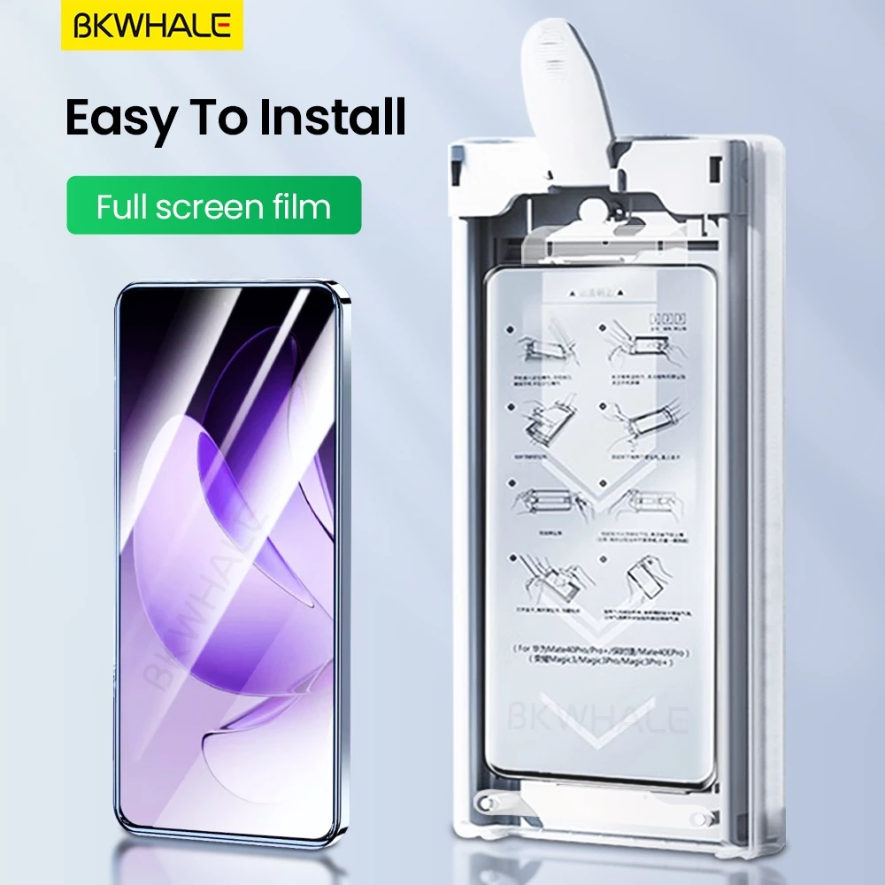 BKWHALE ฟิล์มกันรอยหน้าจอโค้งสําหรับ OPPO Reno13 Pro Reno 12 11 9 6 5 4 3 10 Pro + ค้นหา X7 Ultra X2 X3 X5 X6 X8 Pro A2Pro A3Pro OnePlus 13 HD ฟิล์มนุ่มโปร่งใส