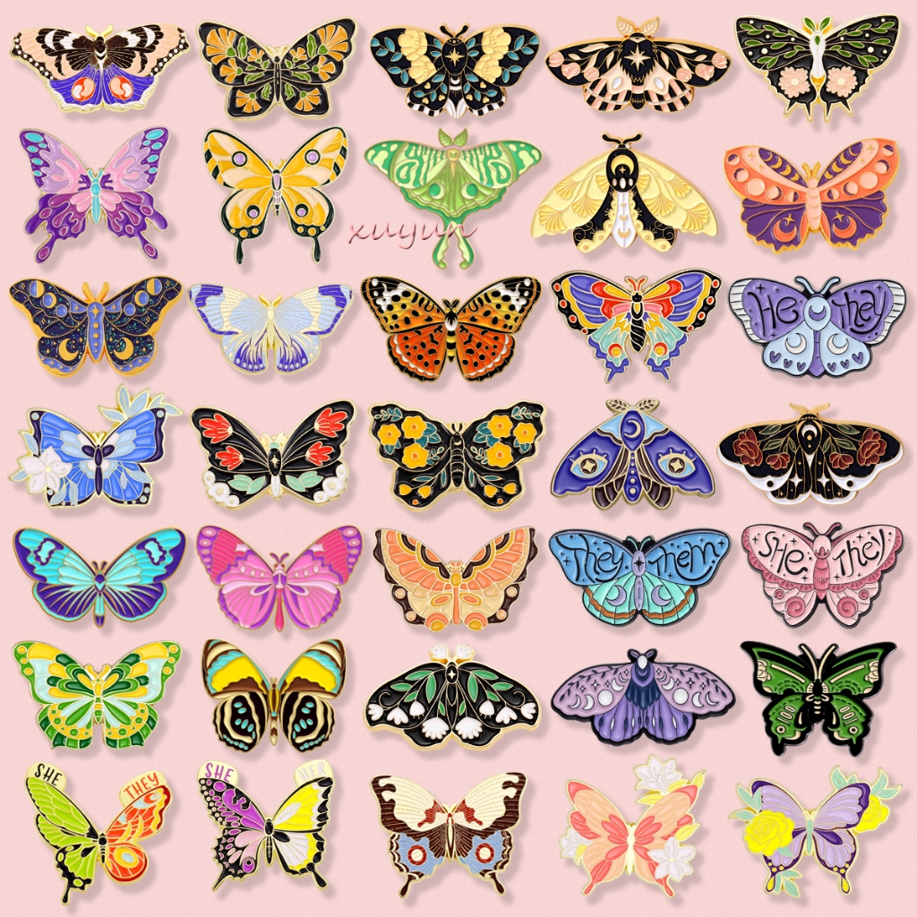 Pretty Butterfly Series เข็มกลัดปกสัตว์เคลือบ Pin Design Sense กระเป๋าเป้สะพายหลัง Badge อุปกรณ์เสริมเครื่องประดับคอลเลกชันของขวัญสําหรับเพื่อน