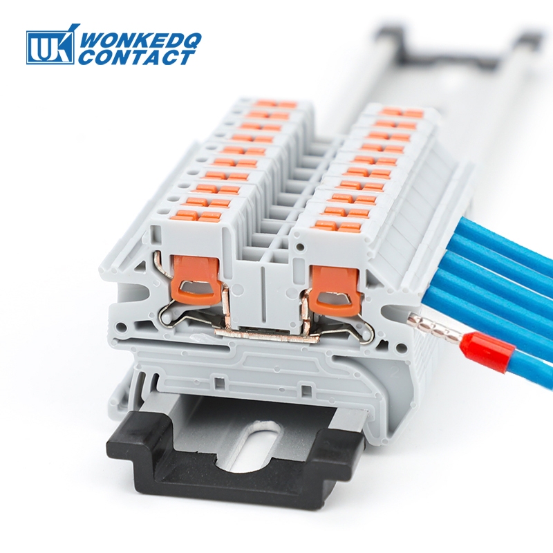 10 ชิ้น PTV 2.5 ด้านข้าง Din Rail Terminal Block 2.5mm2 26-12AWG Push-in ไฟฟ้าเชื่อมต่อ PTV2.5