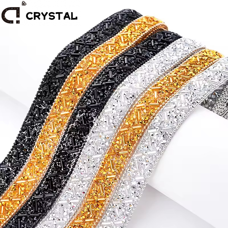ลูกปัด Rhinestones ตัดริบบิ้นคริสตัลแวววาวเทปแก้วชุด DIY อุปกรณ์ตกแต่ง