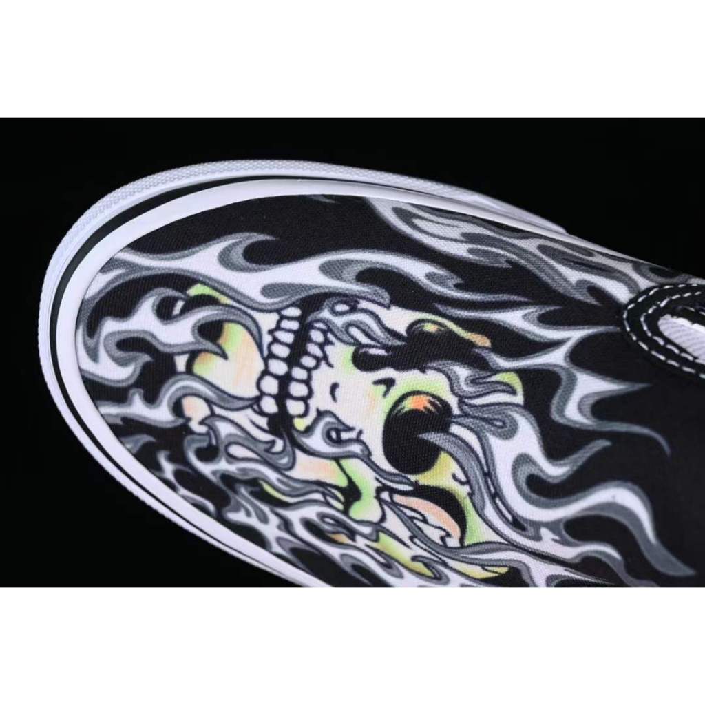 Ns Classic Slip On Flame Skull Punk Rock Flame Skull Lazy Set Low cut Casual Board Shoes-M126 ราคา ถูกที่สุด ดีลบีเคเค แกลเลอรีภาพที่ 7