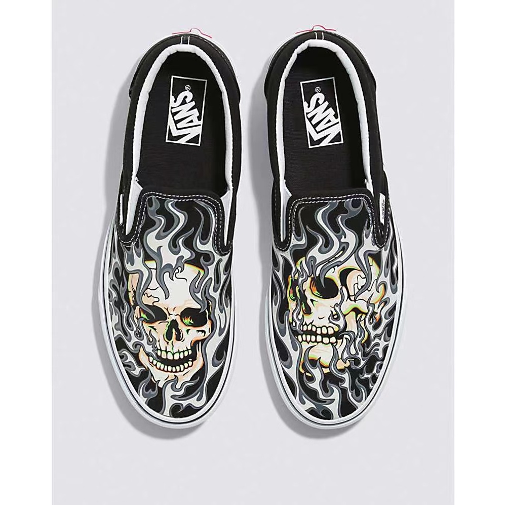 Ns Classic Slip On Flame Skull Punk Rock Flame Skull Lazy Set Low cut Casual Board Shoes-M126 ราคา ถูกที่สุด ดีลบีเคเค แกลเลอรีภาพที่ 8