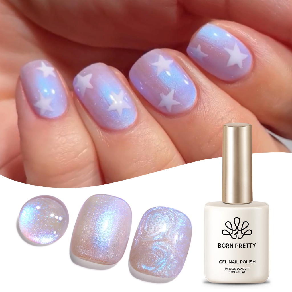 Born Pretty 15ml Born Pretty Thread Shell Gel Polish Blue Shimmer Glitter Gel Polish Soak Off UV LED