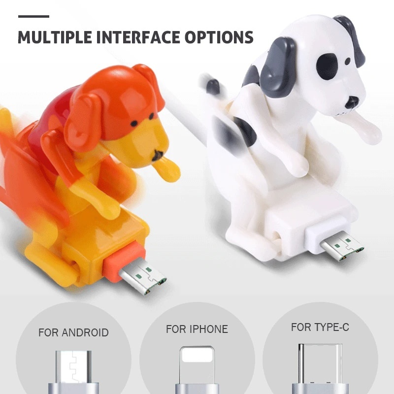 MUHUO สาย USB ตลก Hump Dog Fast Charger CABLE แบบพกพา Stray Dog สายชาร์จ Prank ของเล่นน่ารักสายเคเบิลข้อมูล