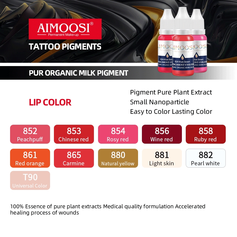 Aimoosi Organic Tattoo Pigment Microblading Pigment Lip Pigments Liquid Pigment สําหรับริมฝีปาก