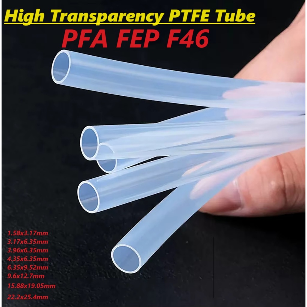 ความโปร่งใสสูง PTFE หลอดใส PFA FEP F46 ฉนวนท่อแข็งท่อฉนวนทนต่ออุณหภูมิสูงต่ําสูงความต้านทานการกัดกร่อนนิ้ว1/8 1/4 3/8 1/2 3/4