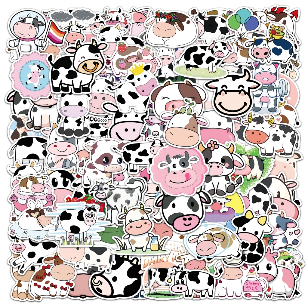 ใหม่100ชิ้นวัวสติกเกอร์สําหรับ ทําเอง แล็ปท็อป/หมวกกันน็อค/ขวดน้ํา/เครื่องเขียน/ดินสอกรณี กราฟฟิตี กันน้ําน่ารักตกแต่งของขวัญ