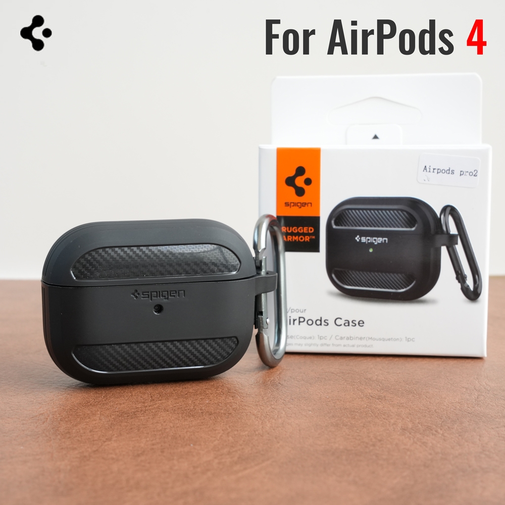 Spi gen SGP เกราะที่ทนทานเคสซิลิโคนสําหรับ AirPods 4 (2024) เคสป้องกันสําหรับ AirPods Pro 2nd สําหรับ AirPods 3 คลุมทั้งหมดตัวป้องกันพร้อมอุปกรณ์เสริมพวงกุญแจคาราบิเนอร์