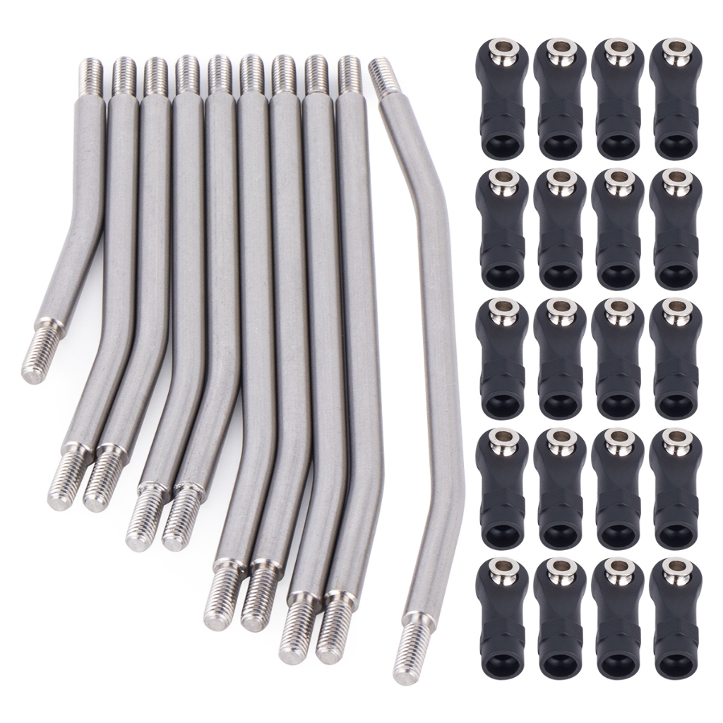 10pcs 313 มม.โลหะ RC Upper + Lower Linkage ชุดแชสซีพลาสติก Rod End สําหรับ 1/10 Axial SCX10 II 90046 RC Crawler รถ